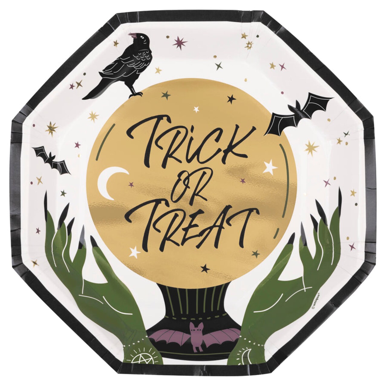 Celestial Halloween "Trick or Treat" Octagon Shaped Dinner Plates, 8ct